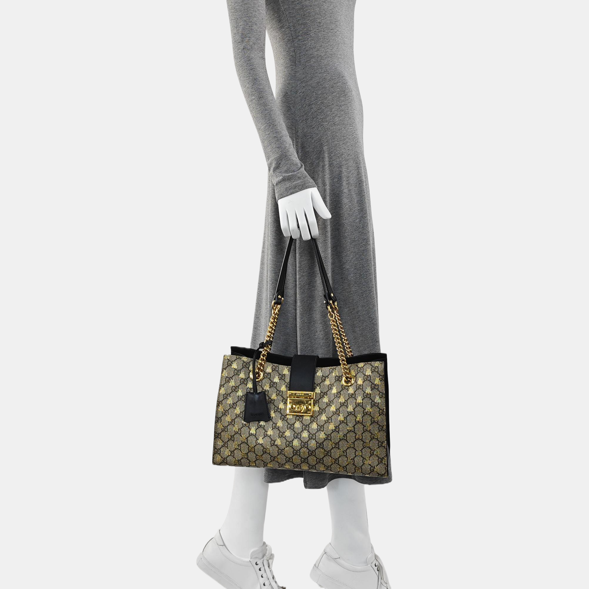 Authenticated pre-owned  Padlock Medium Monogram Coated Canvas Brown - Tote Bag at Looply