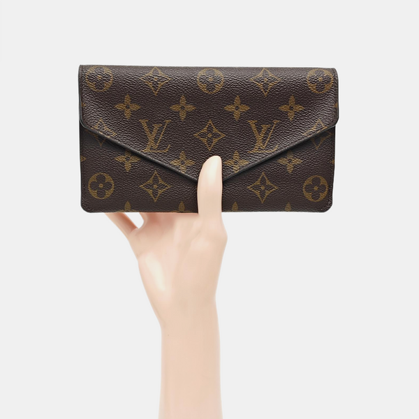 SARAH Monogram Coated Canvas Brown Wallet
