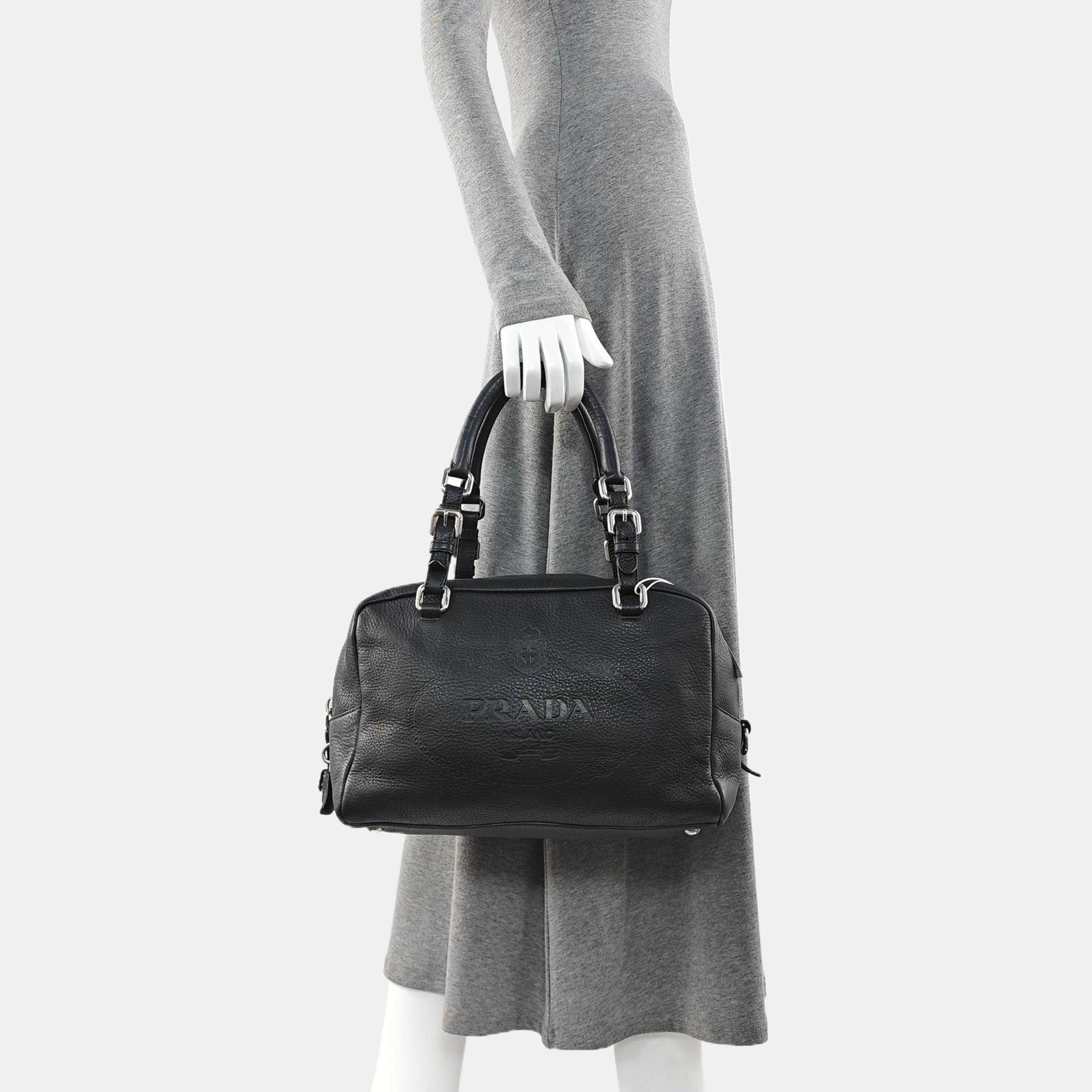 Calfskin Top Handle Bag Black