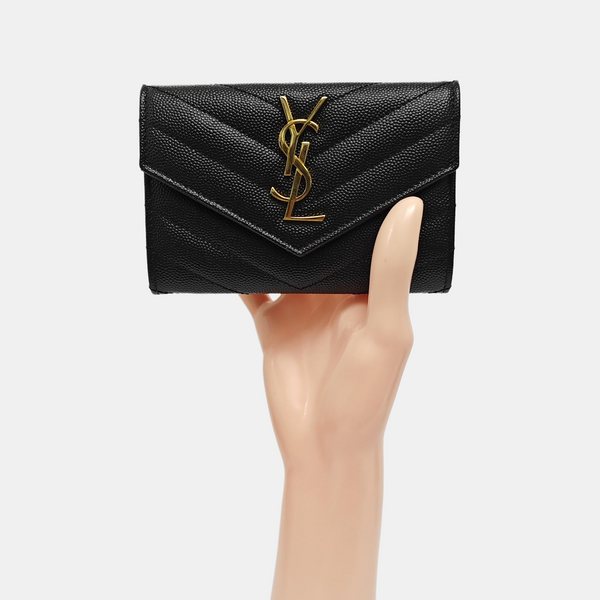 MONOGRAM Small Chevron Calfskin Black Card Holder