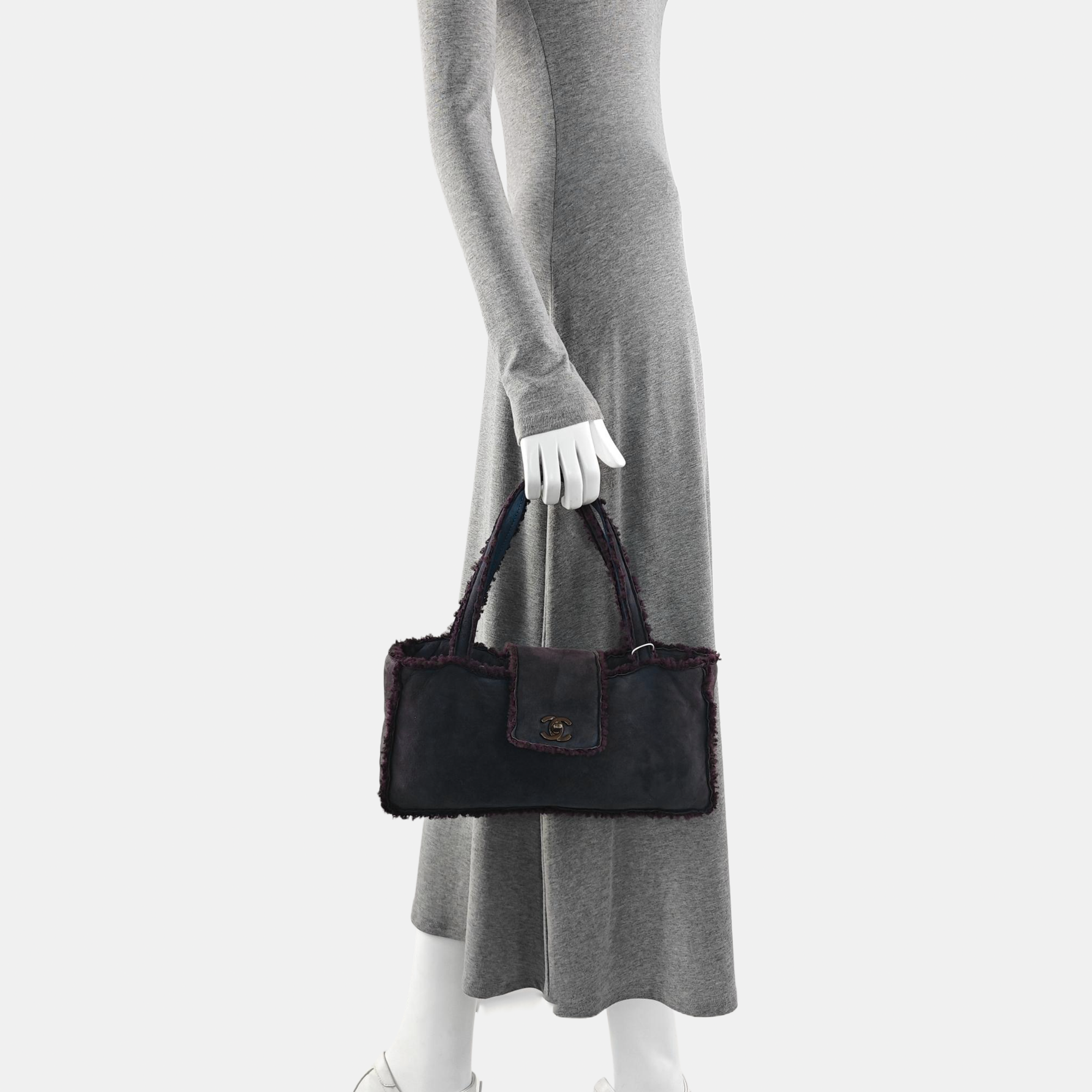 Lambskin Tote Bag Medium Blue