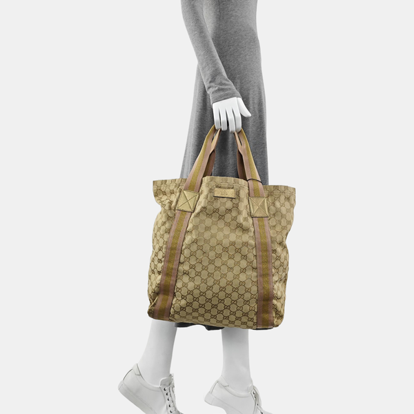 Monogram Canvas Tote Bag Beige