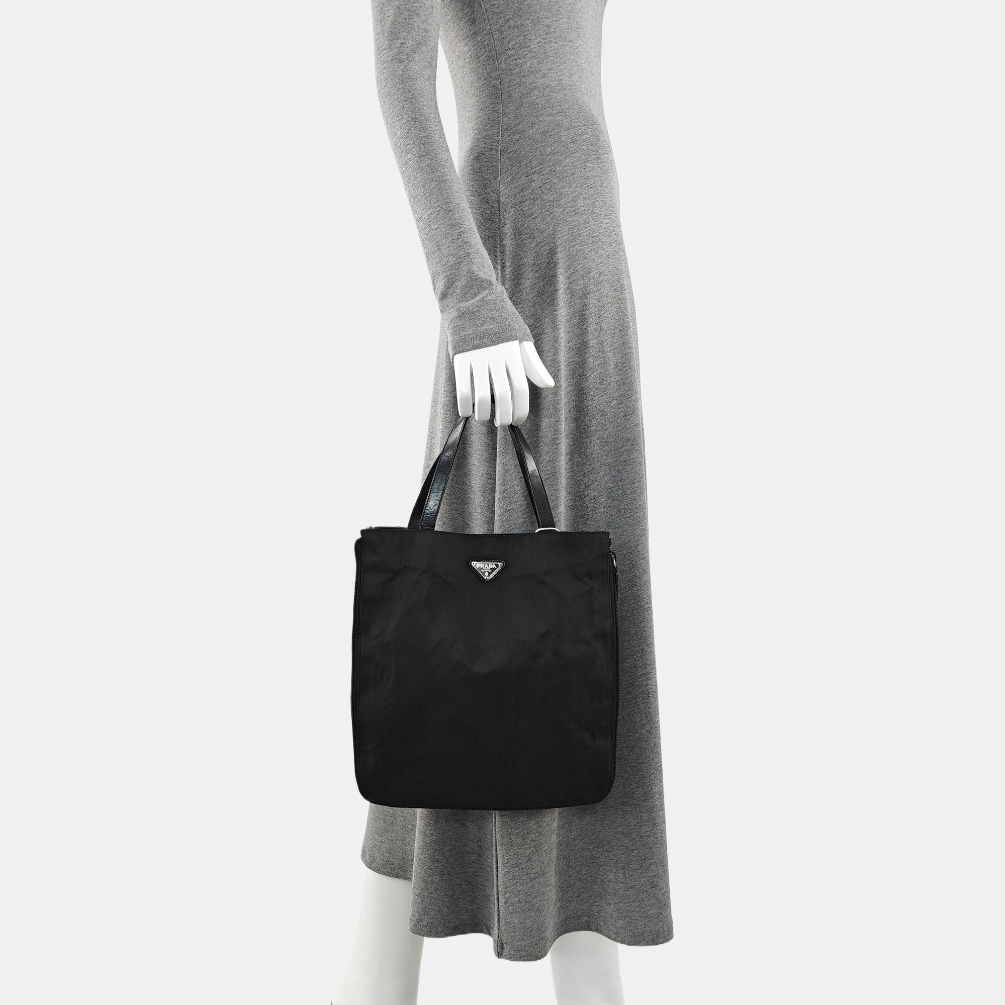 Nylon Top Handle Bag Black