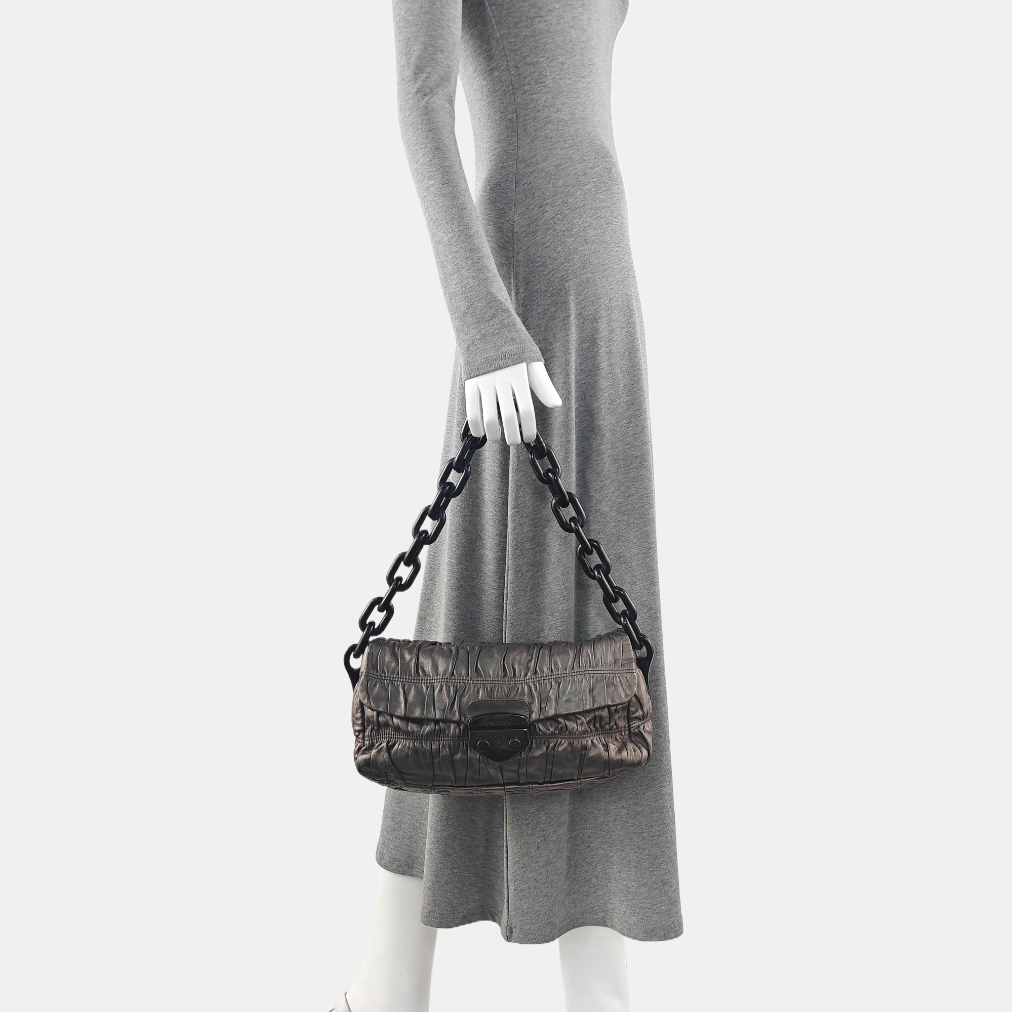 Quilted Lambskin Shoulder Bag Gray