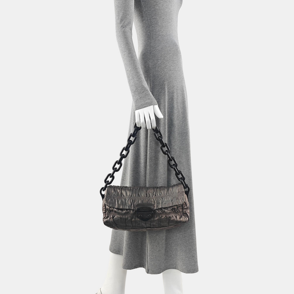 Quilted Lambskin Shoulder Bag Gray