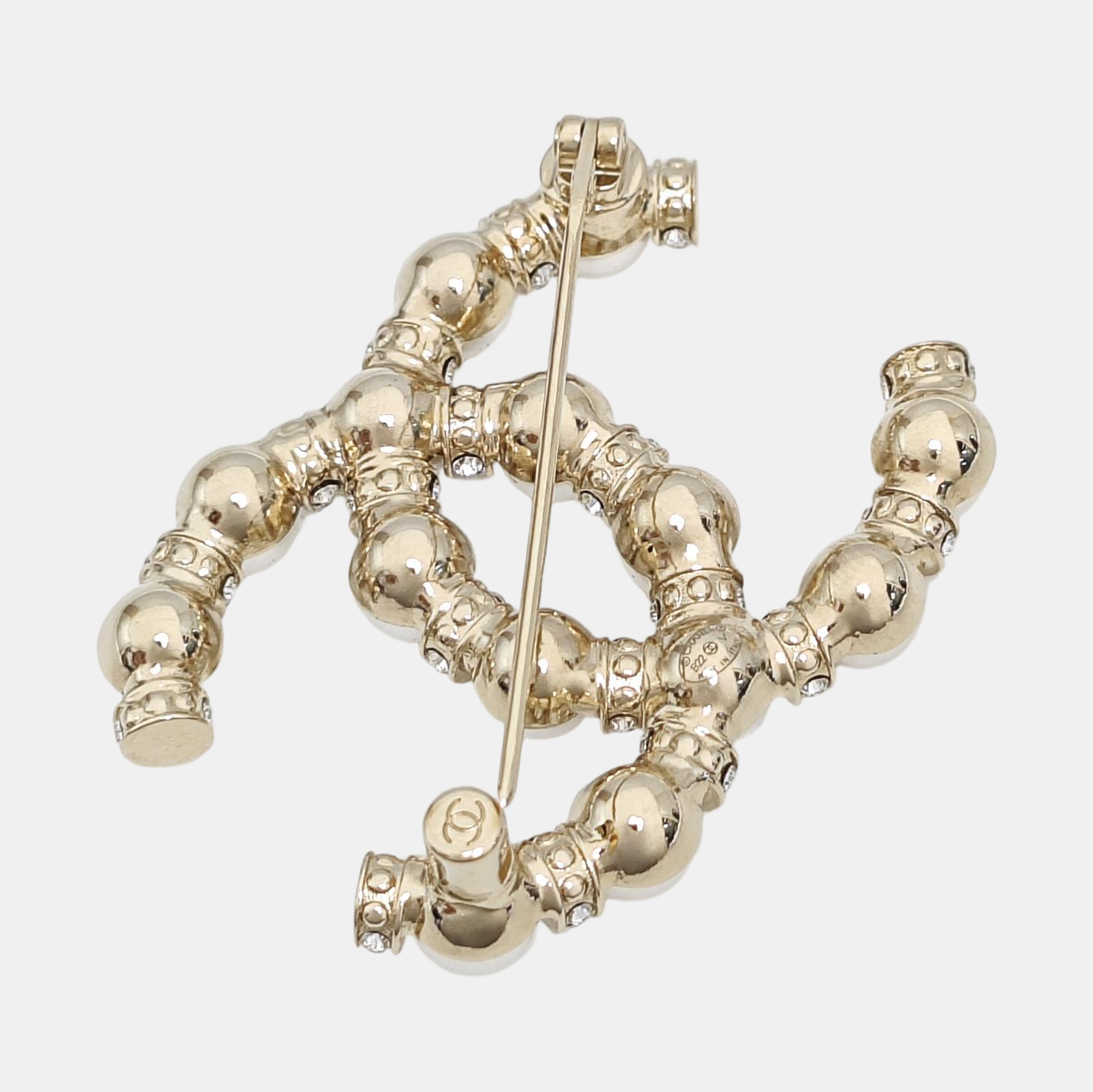 CC Logo Metal Gold Brooch