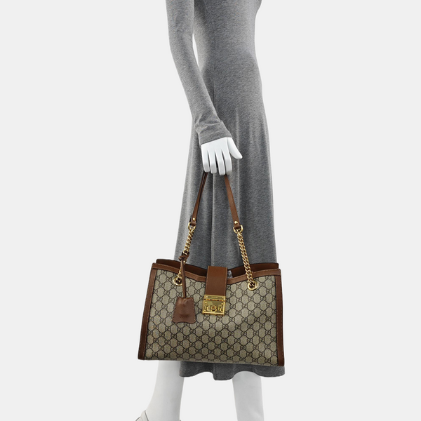 Padlock Medium Monogram Coated Canvas Beige