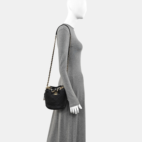 DRAWSTRING Quilted Lambskin Black