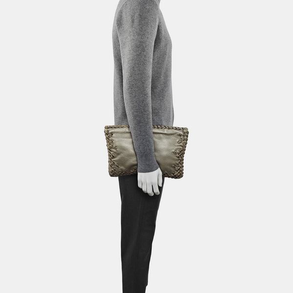 Calfskin Clutch Silver