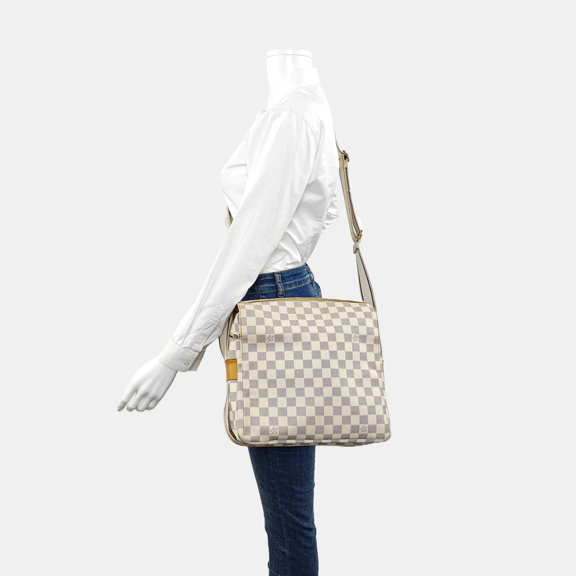 NAVIGLIO Damier Azur Coated Canvas White