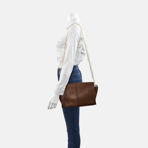 TRI FOLD Calfskin Brown