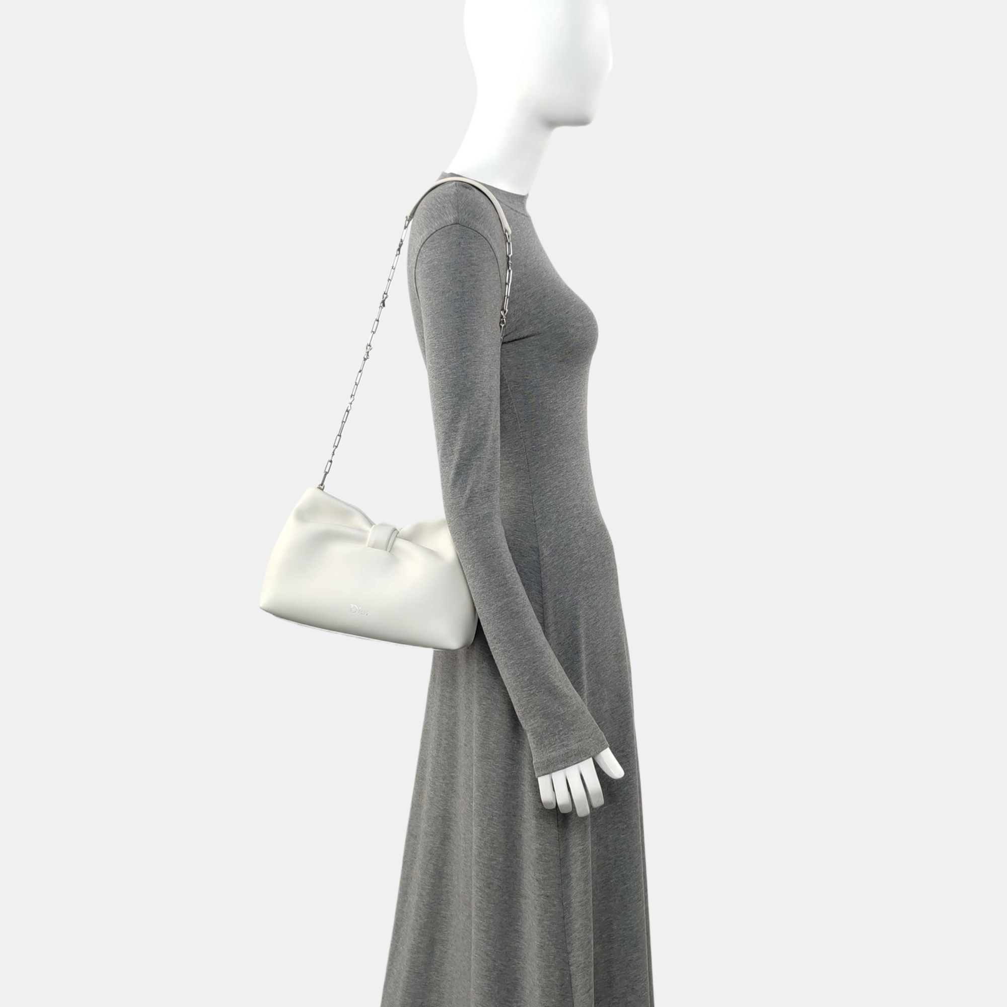 Dior Bow Small Lambskin White