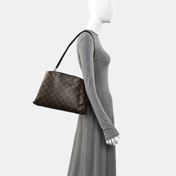 MONTAIGNE GM Monogram Coated Canvas Brown