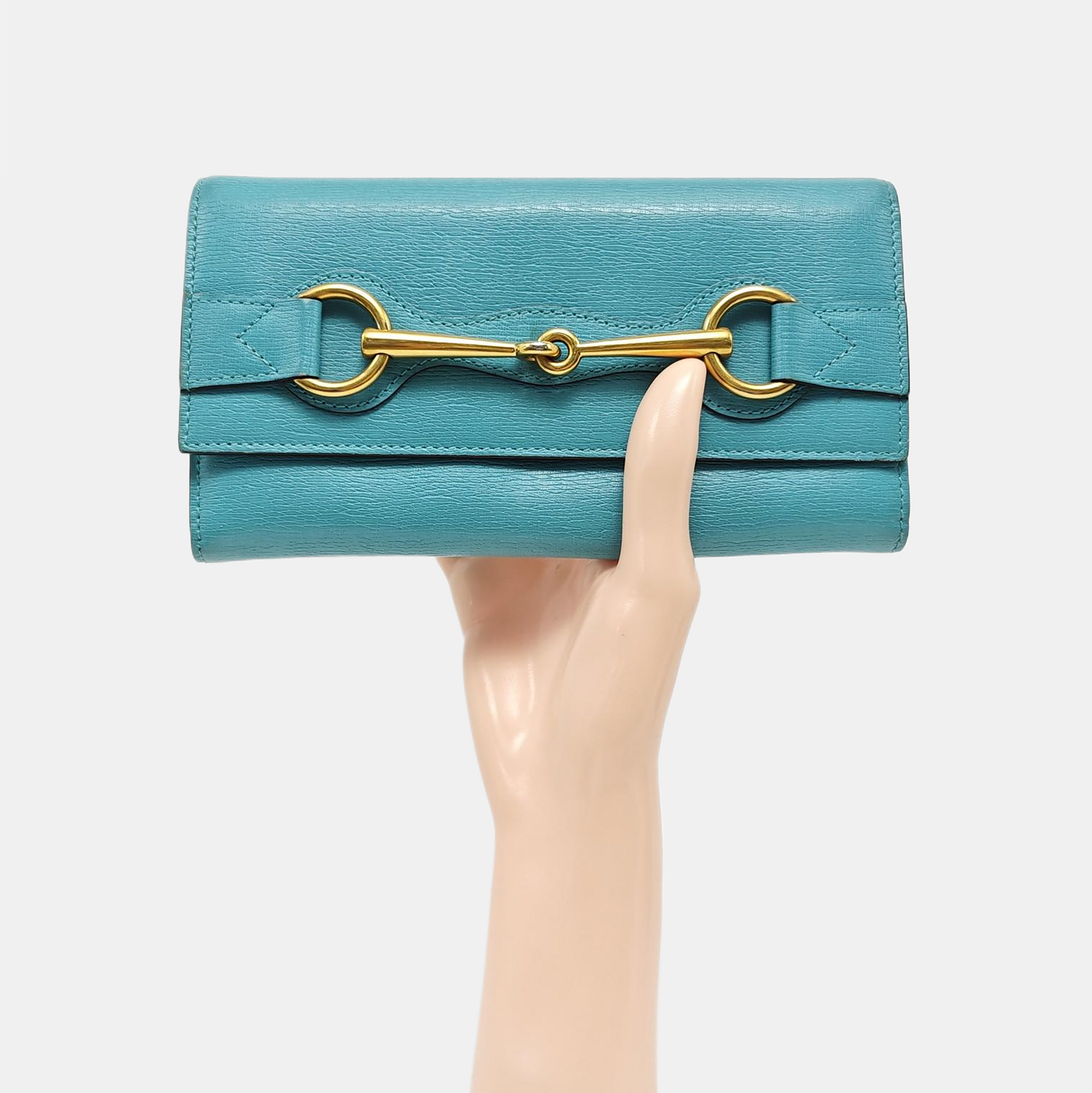 Bright Bit Calfskin Blue Wallet