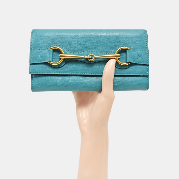 Bright Bit Calfskin Blue Wallet