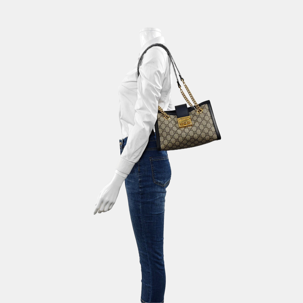 Padlock Small Monogram Coated Canvas Beige