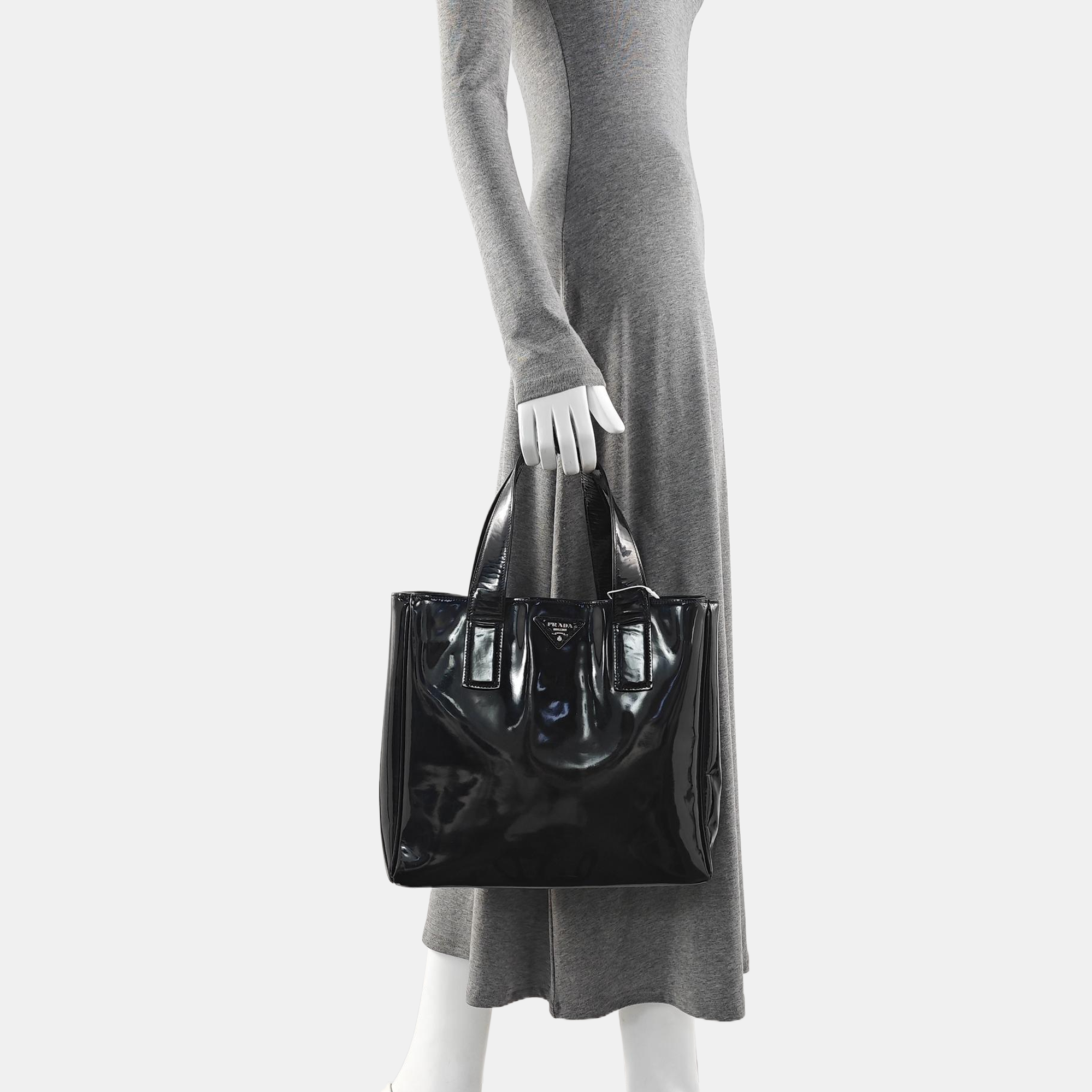Patent Leather Tote Bag Black