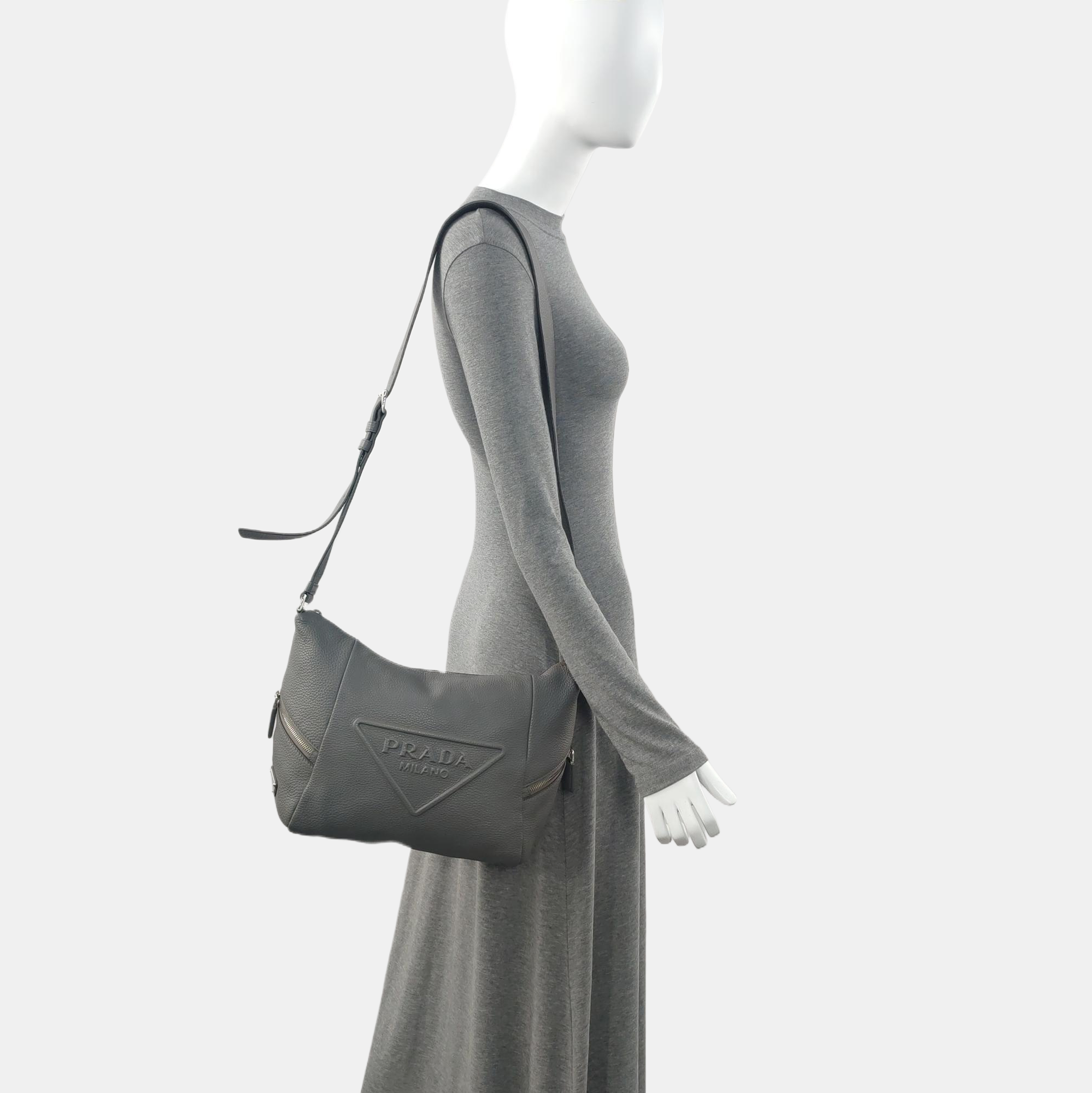 Calfskin Shoulder Bag Gray