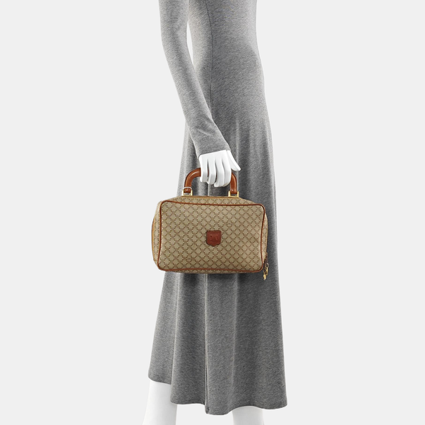 Coated Canvas Top Handle Bag Brown