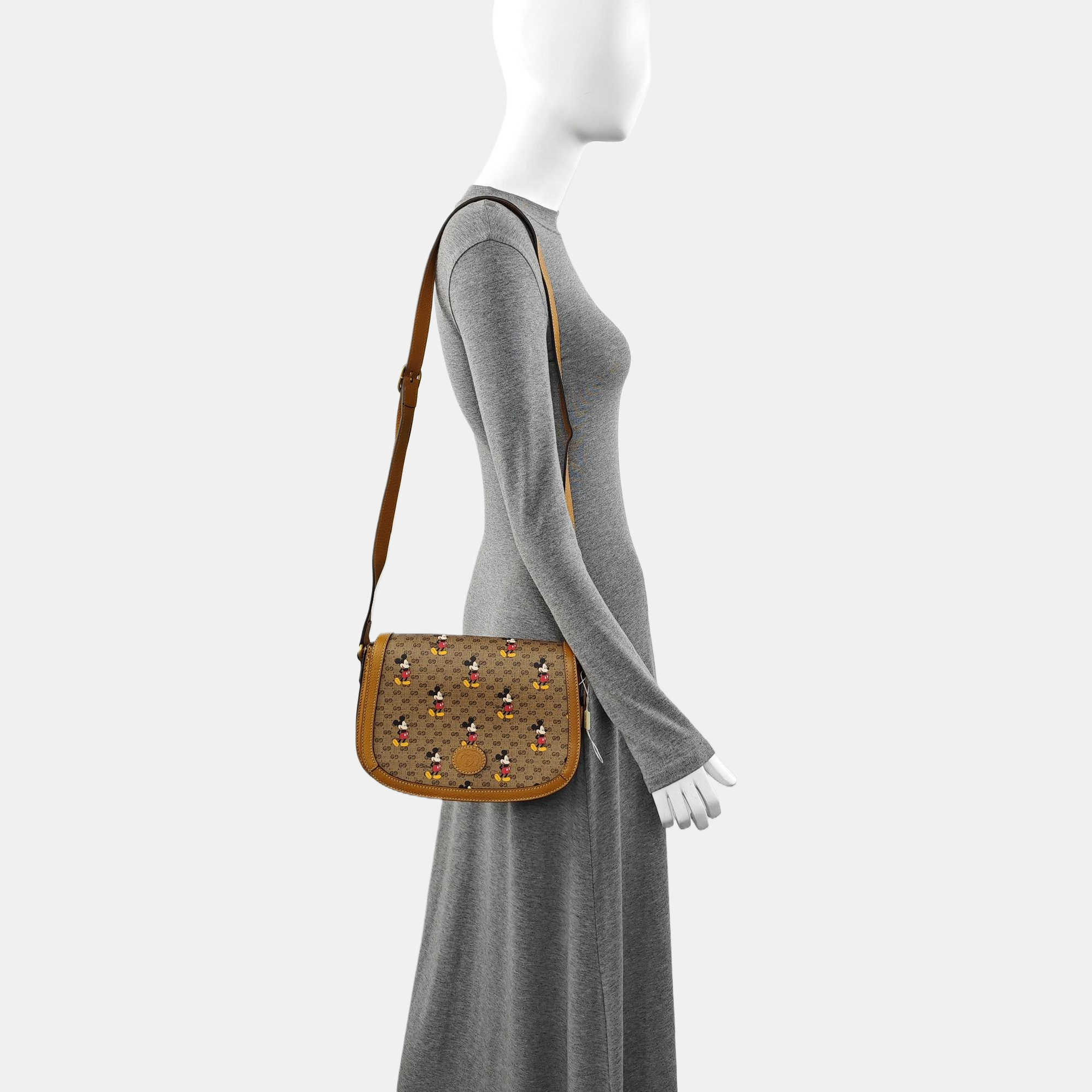 Disney X Gucci Small Monogram Coated Canvas Brown