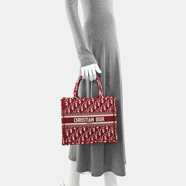 Book Tote Small Oblique Canvas Red