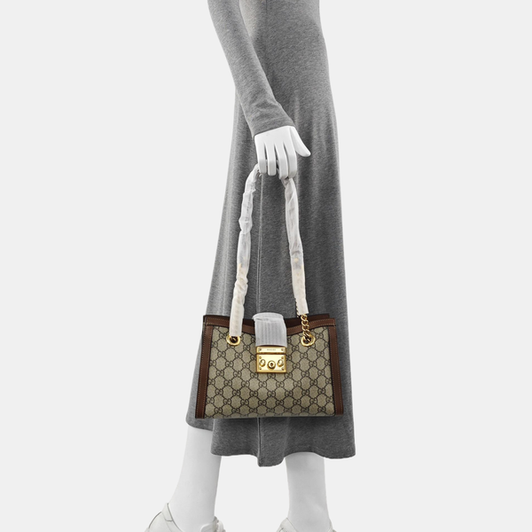 Padlock Small Monogram Coated Canvas Beige