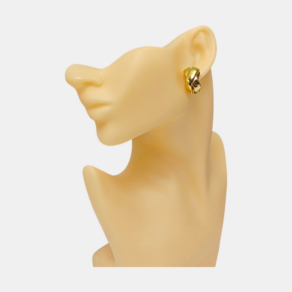 Twist Round Metal Gold Clip On Earrings