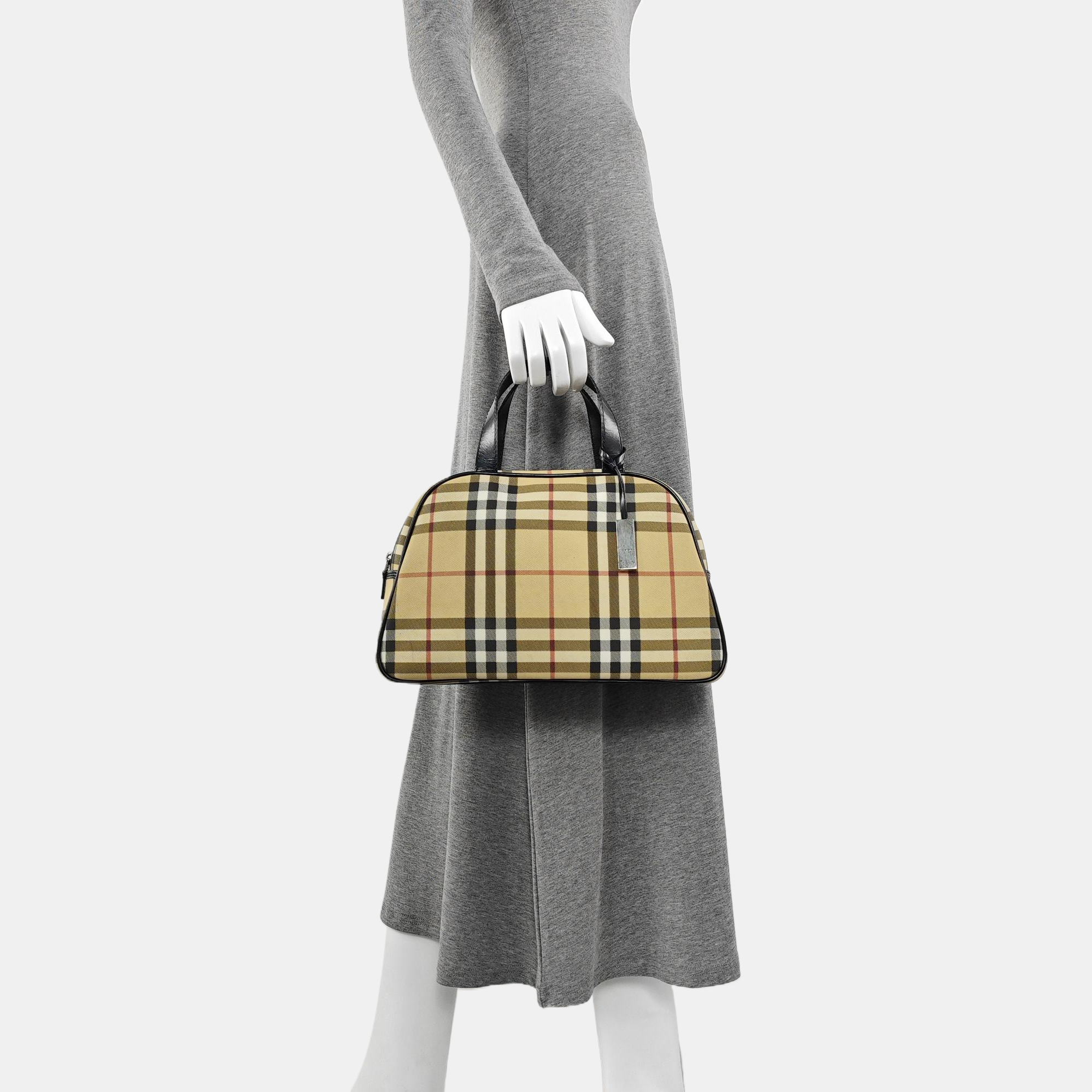 Coated Canvas Top Handle Bag Beige