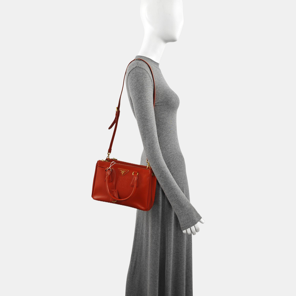 Galleria Small Saffiano Calfskin Orange