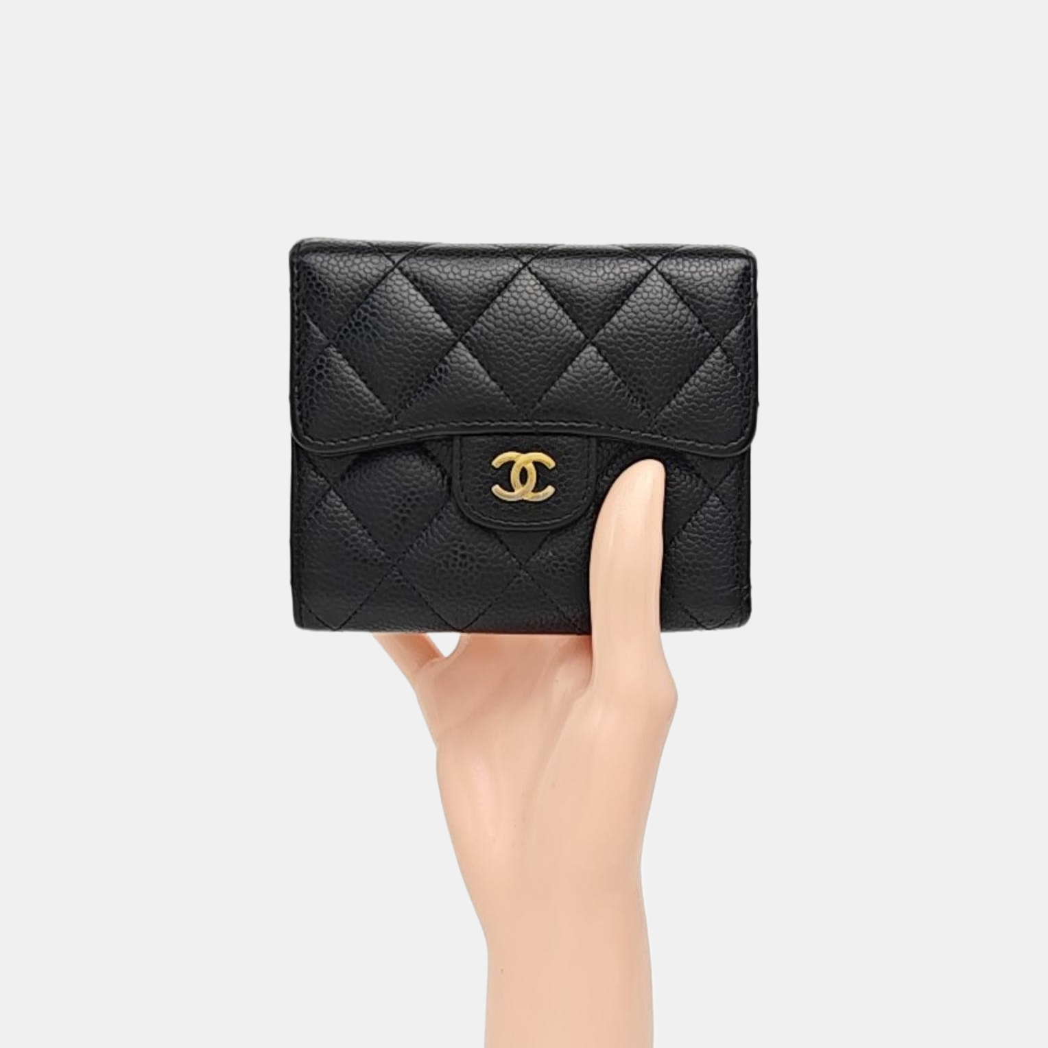 Quilted Grained Calfskin Wallet Black