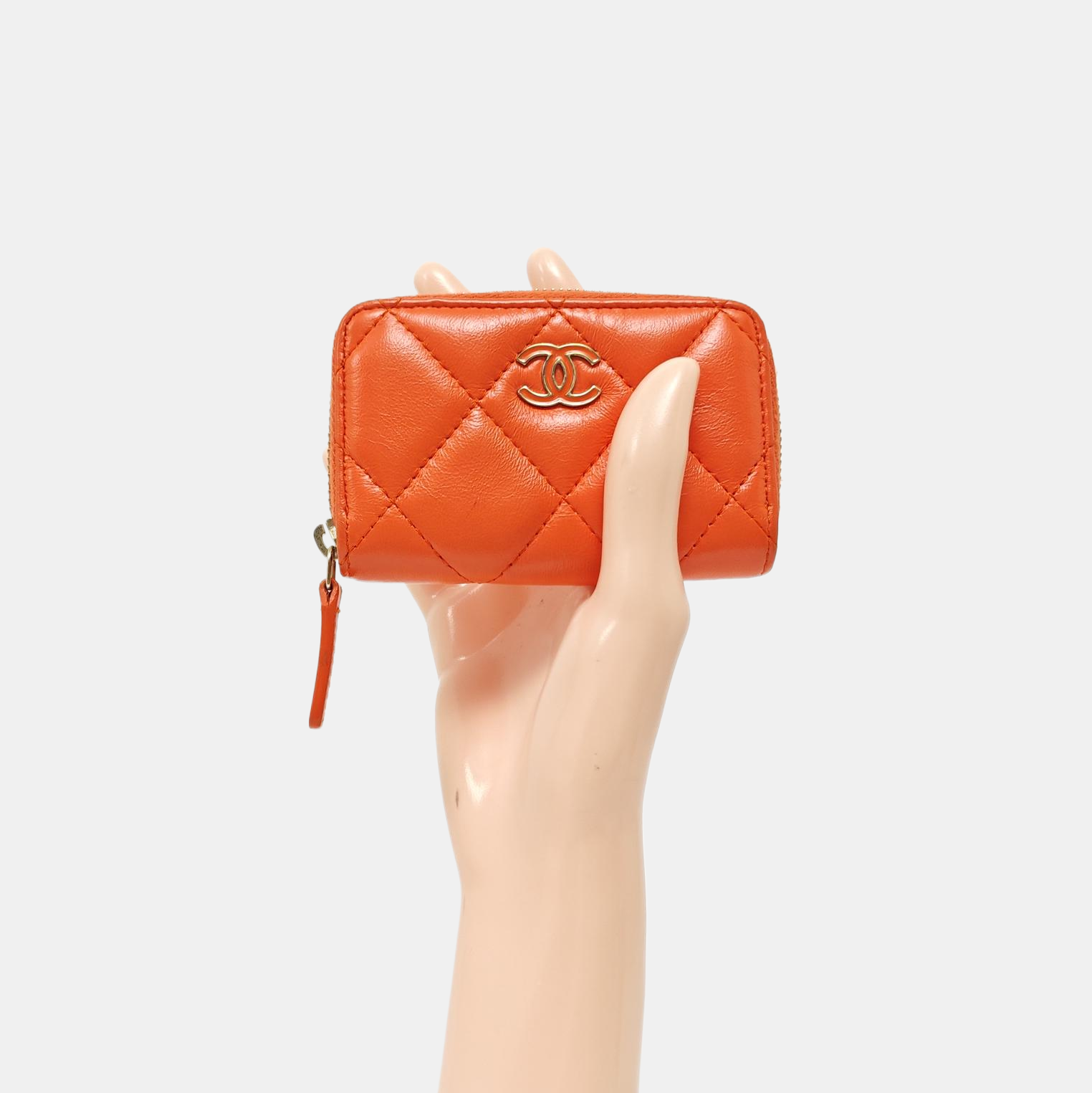 Quilted Lambskin Wallet Orange