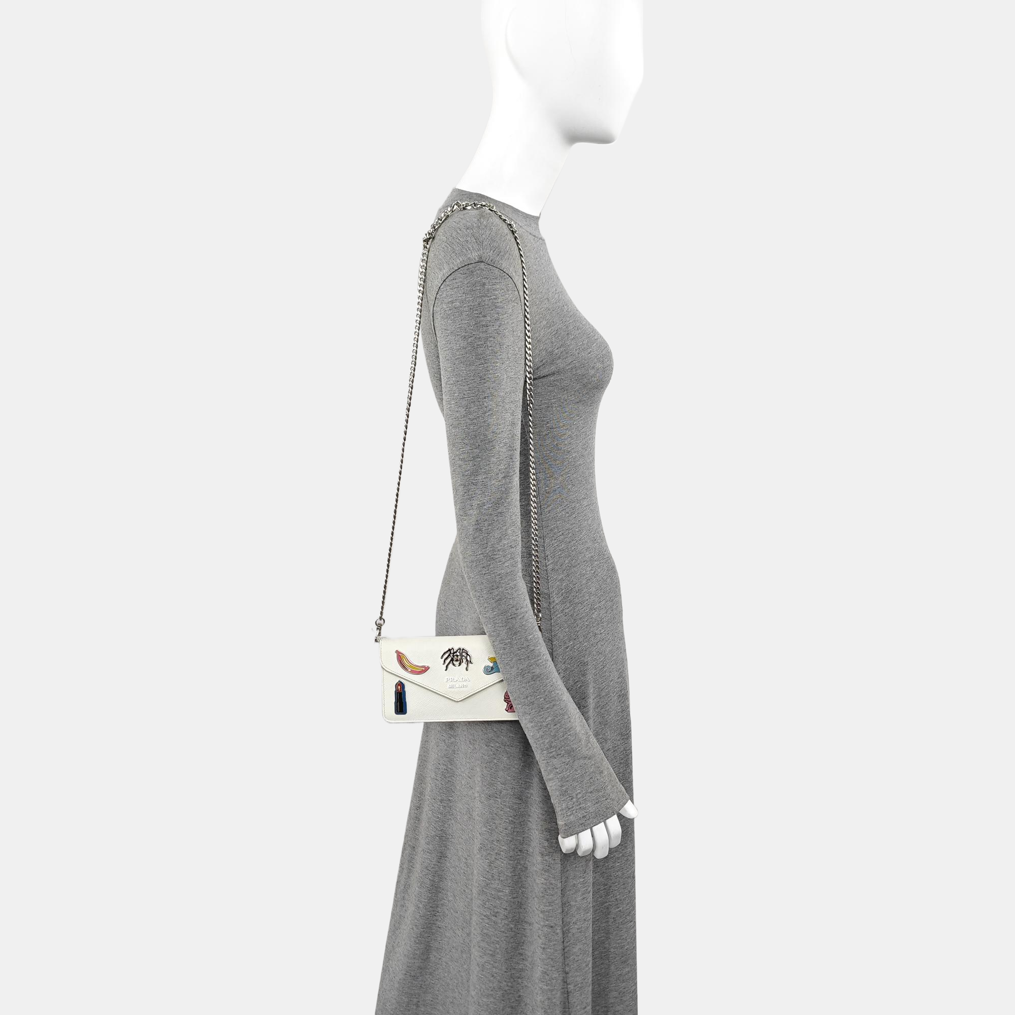 Saffiano Calfskin Shoulder Bag White