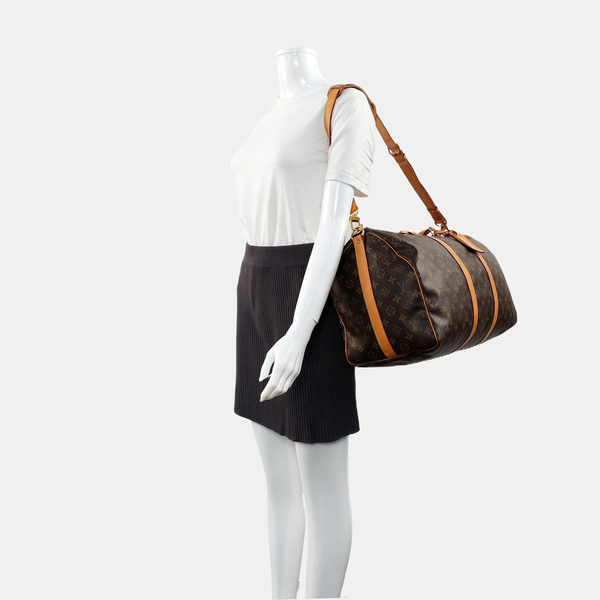 KEEPALL 50 Monogram Coated Canvas Brown
