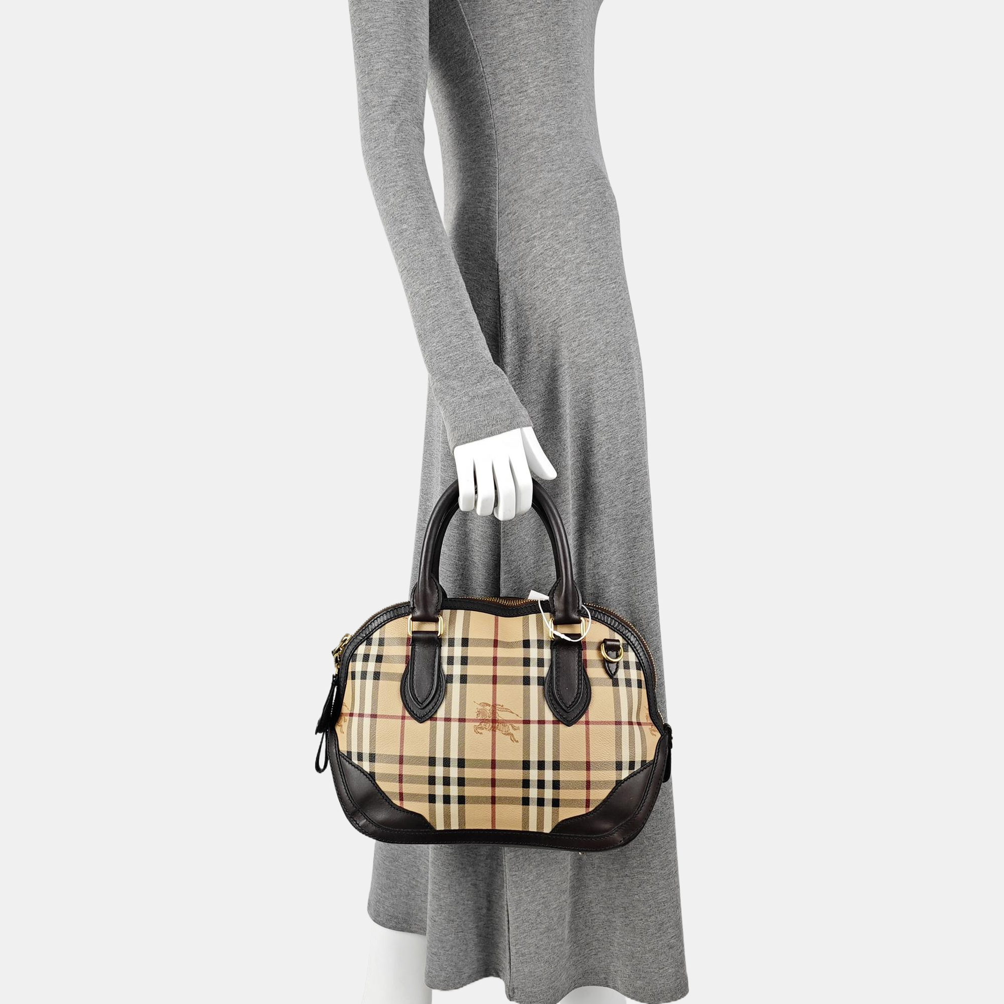 Coated Canvas Top Handle Bag Small Beige
