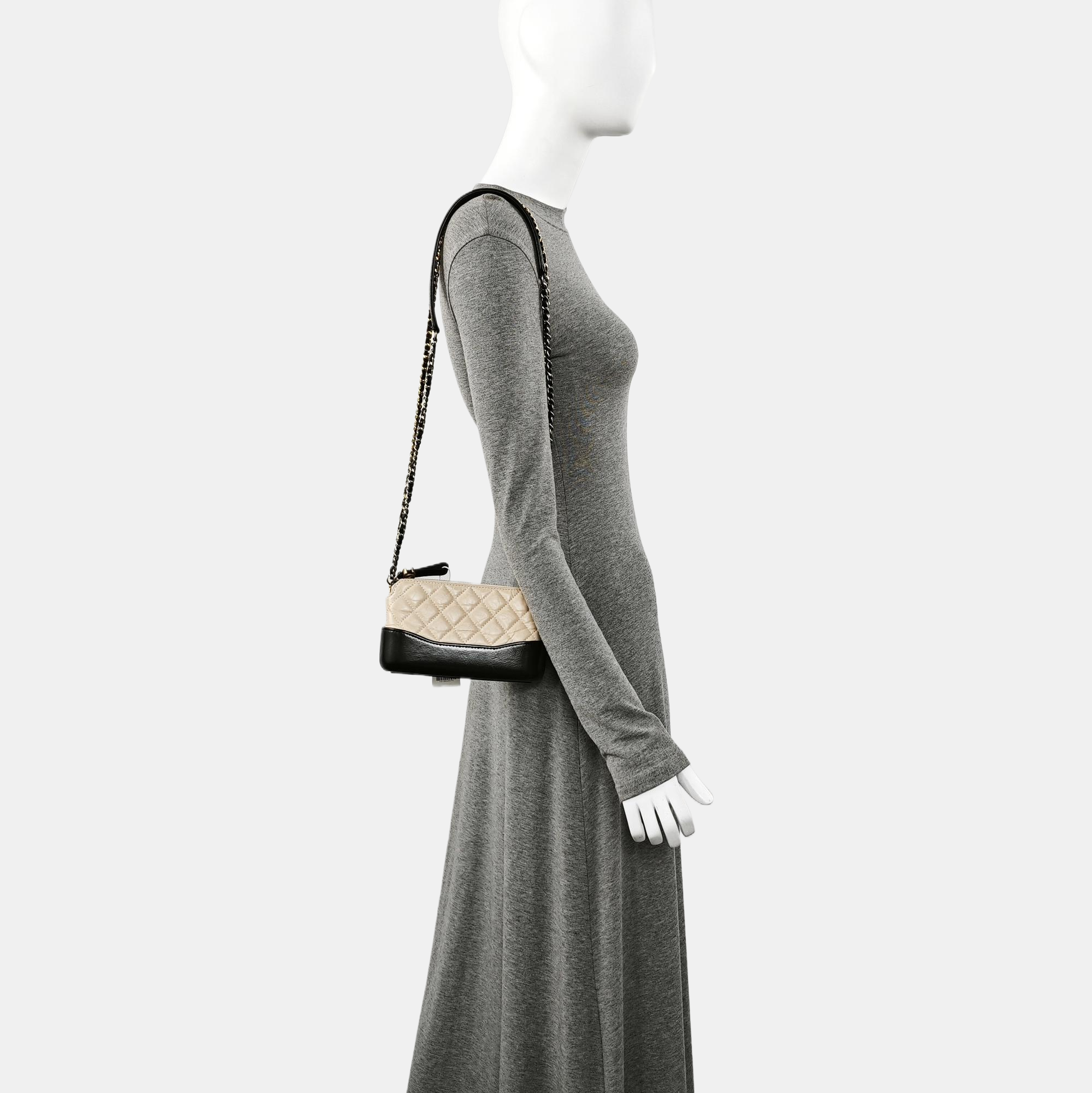 Authenticated pre-owned  GABRIELLE Mini Quilted Calfskin Beige - Shoulder Bag at Looply