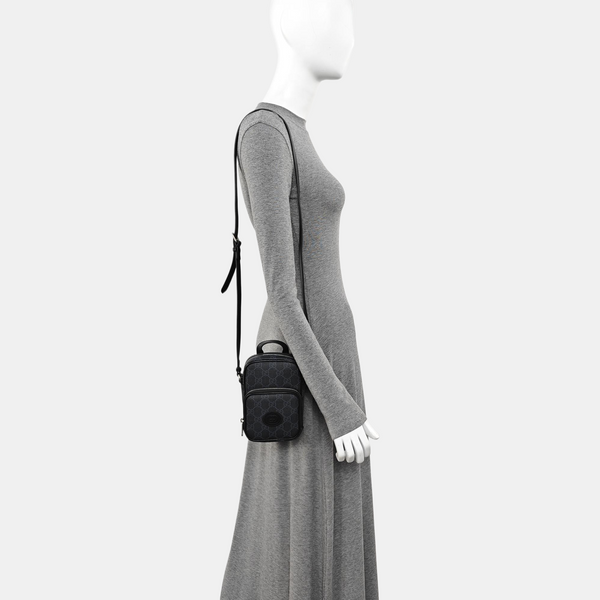 Coated Canvas Shoulder Bag Mini Black