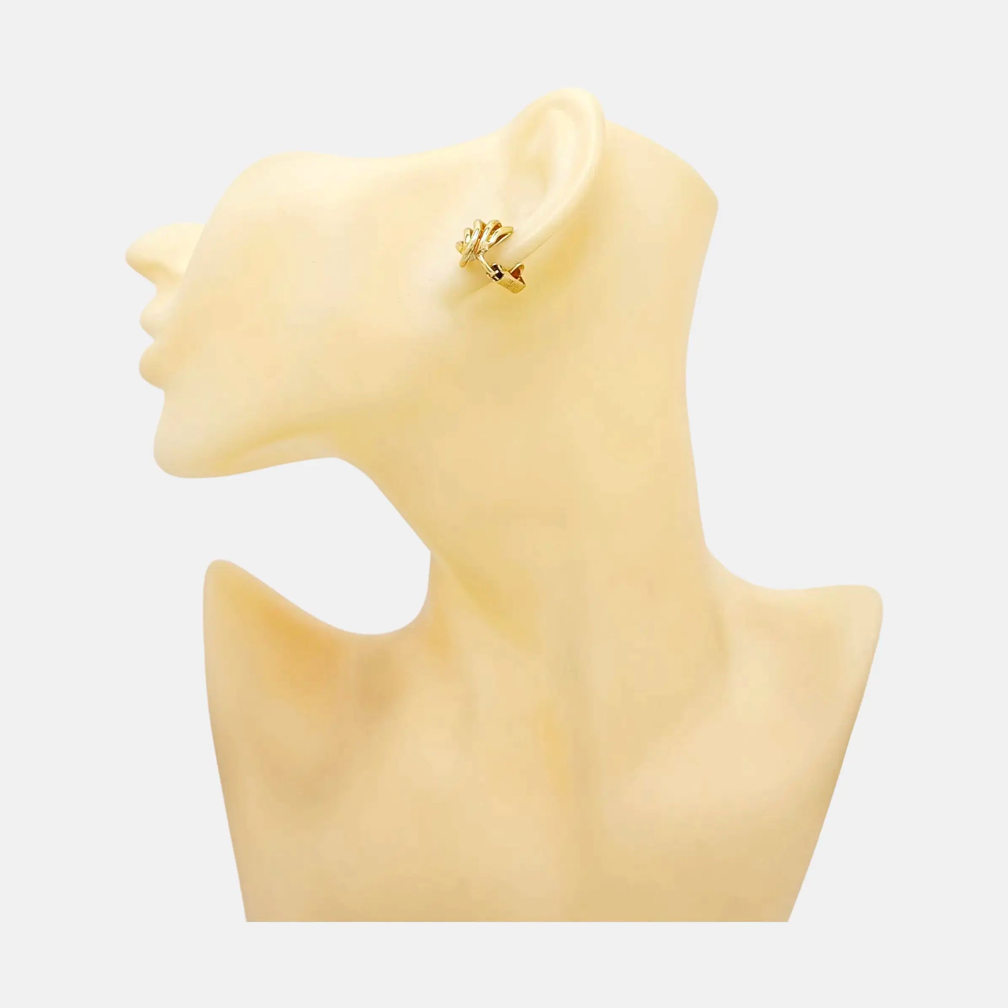 Twist Round Metal Gold Clip On Earrings