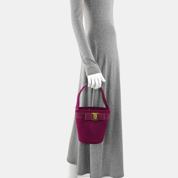 Suede Bucket Bag Red