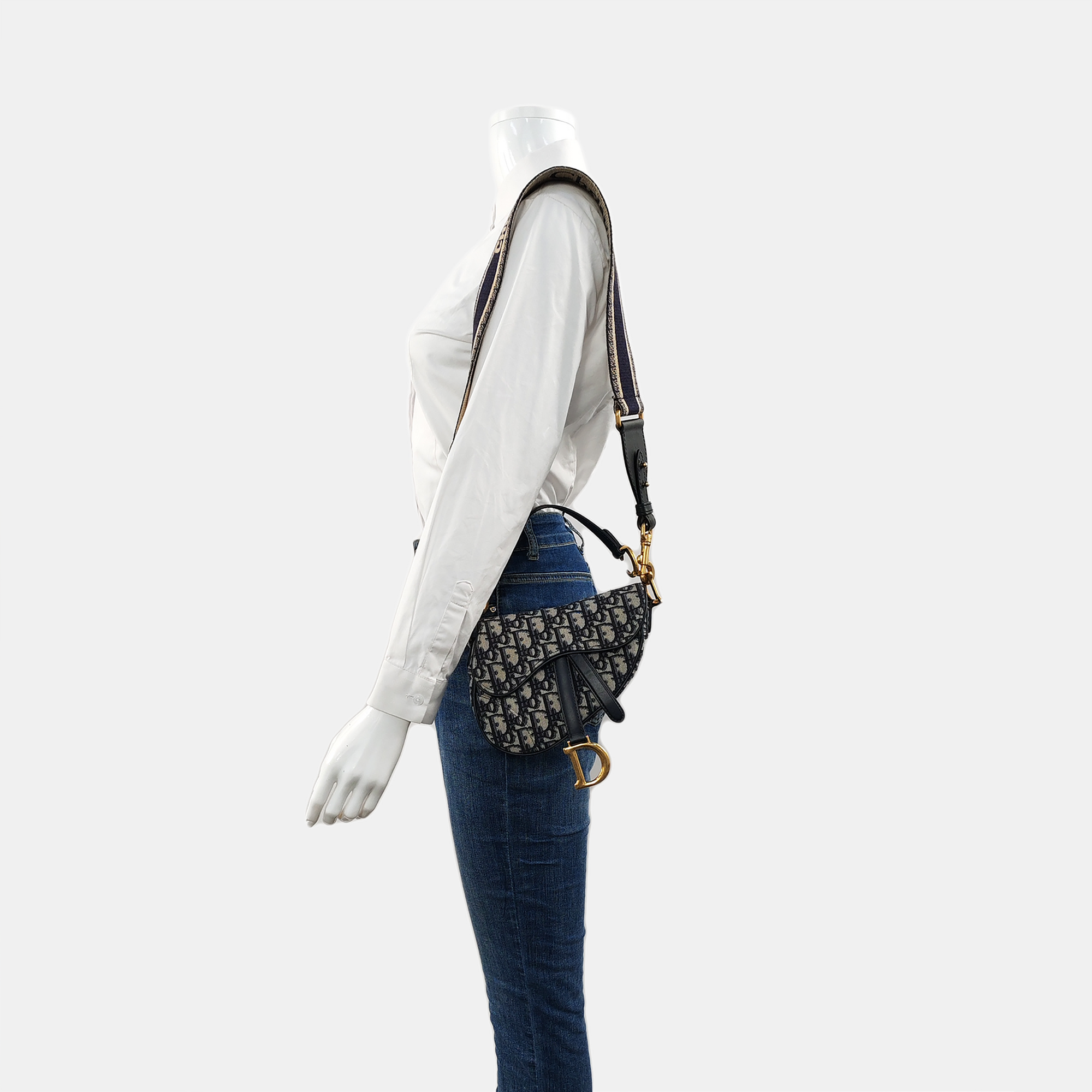 Authenticated pre-owned  Saddle Mini Oblique Canvas Blue - Crossbody Bag at Looply