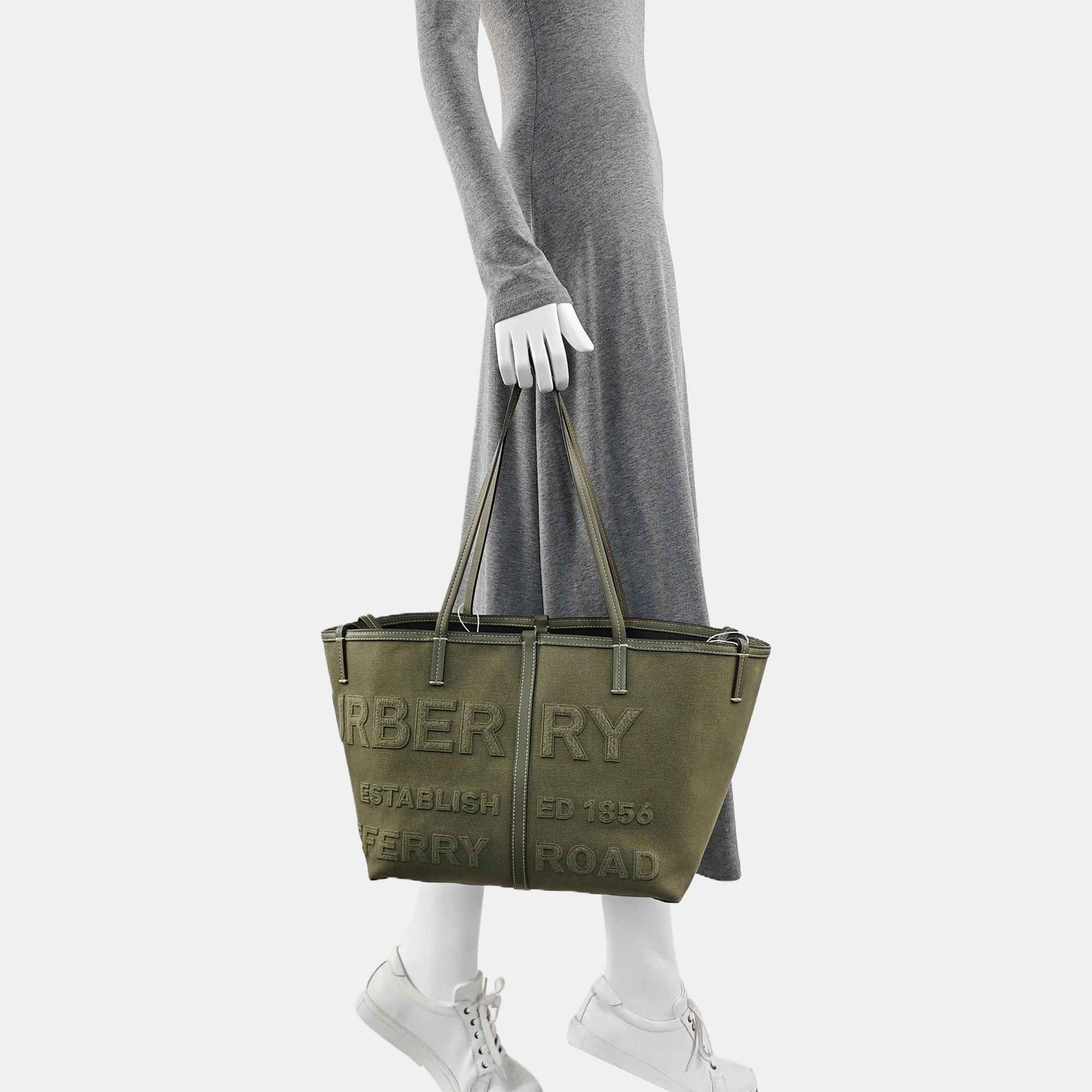 Quilted Canvas Tote Bag Green