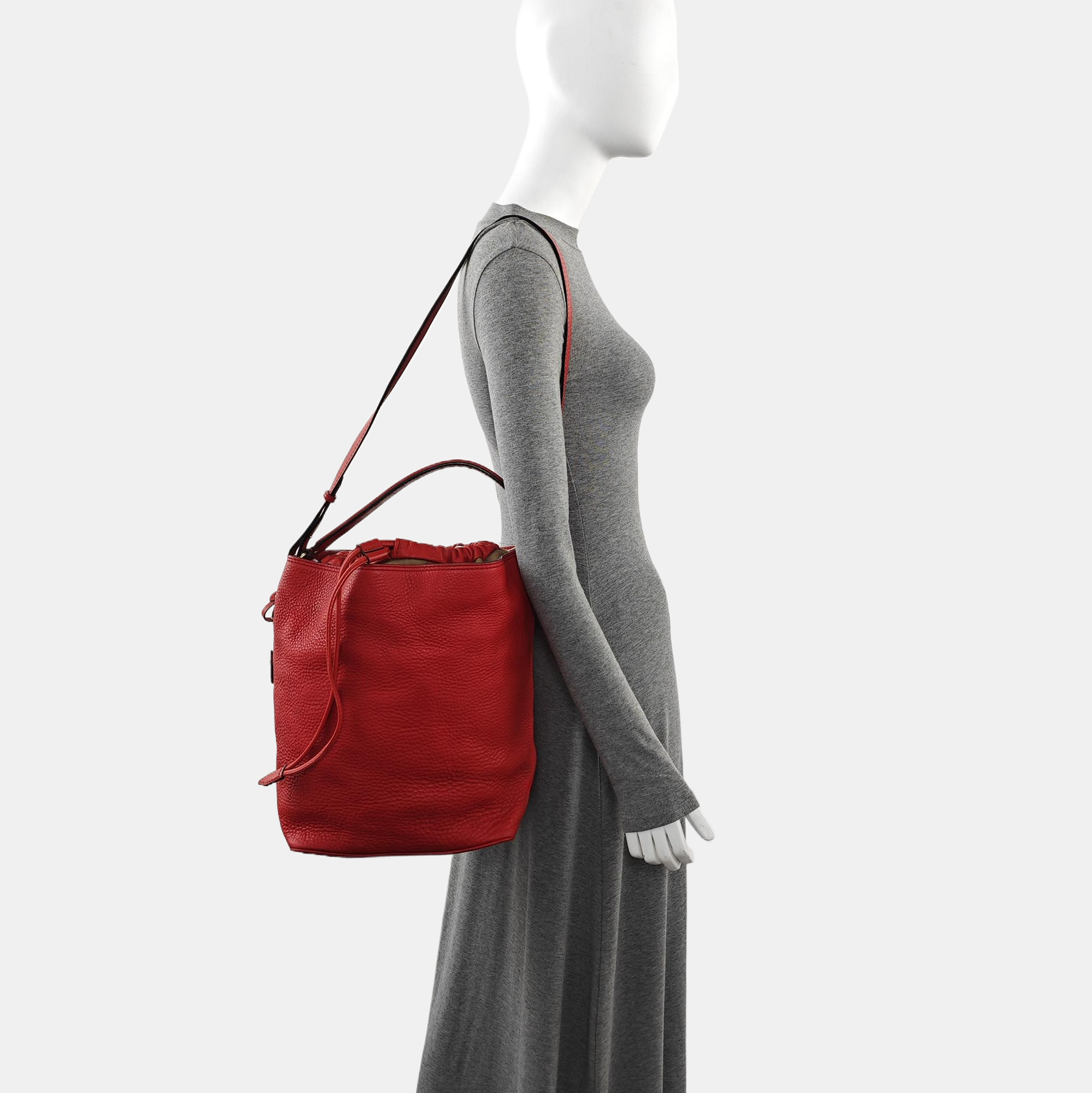 Calfskin Bucket Bag Red