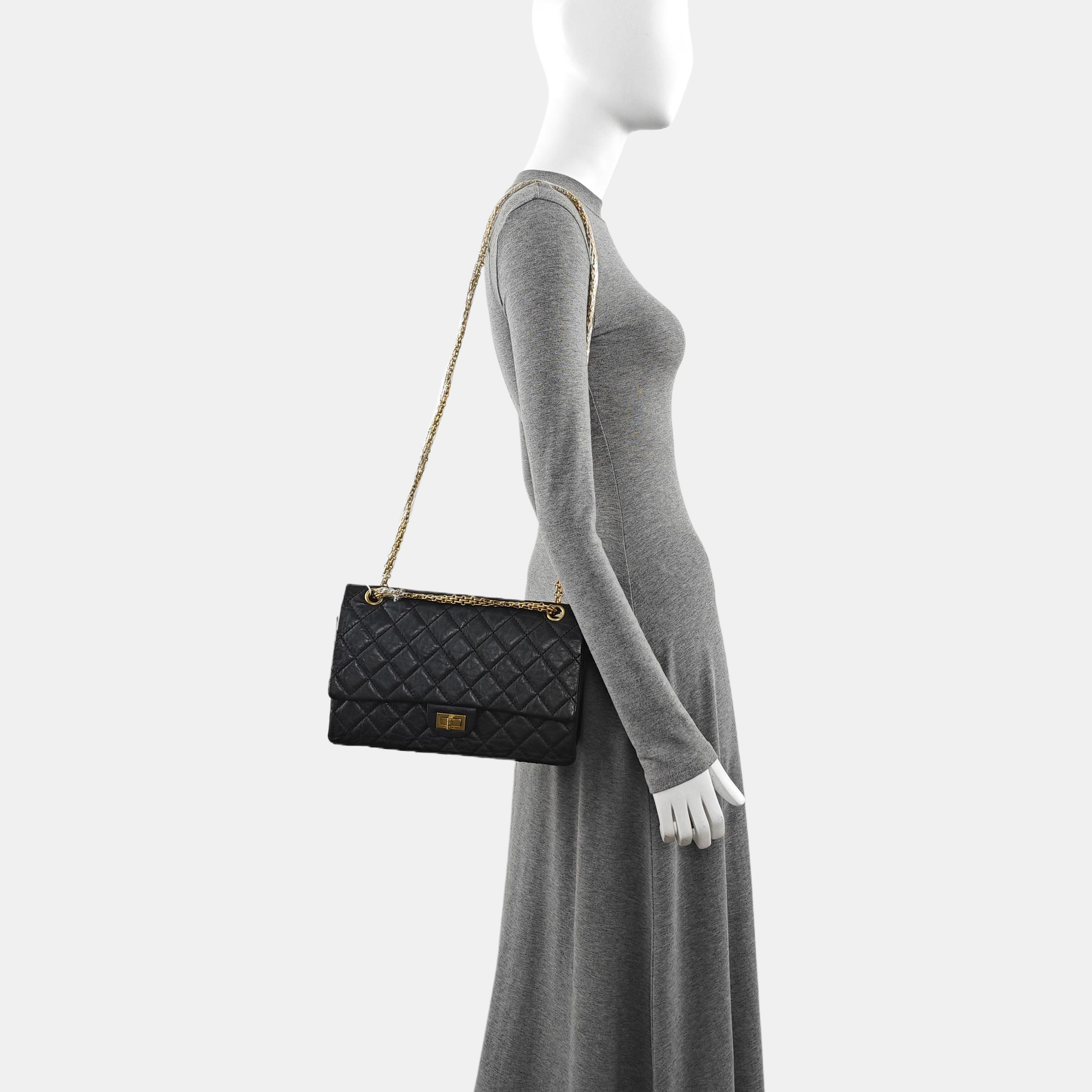 Authenticated pre-owned  2.55 227 (jumbo) Quilted Calfskin Black - Shoulder Bag at Looply