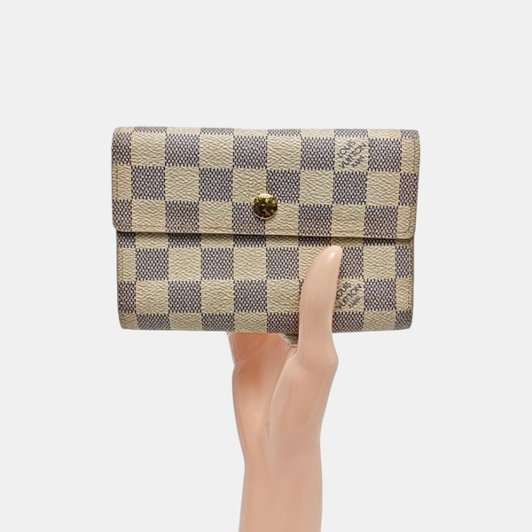 ALEXANDRA Damier Azur Coated Canvas White Wallet