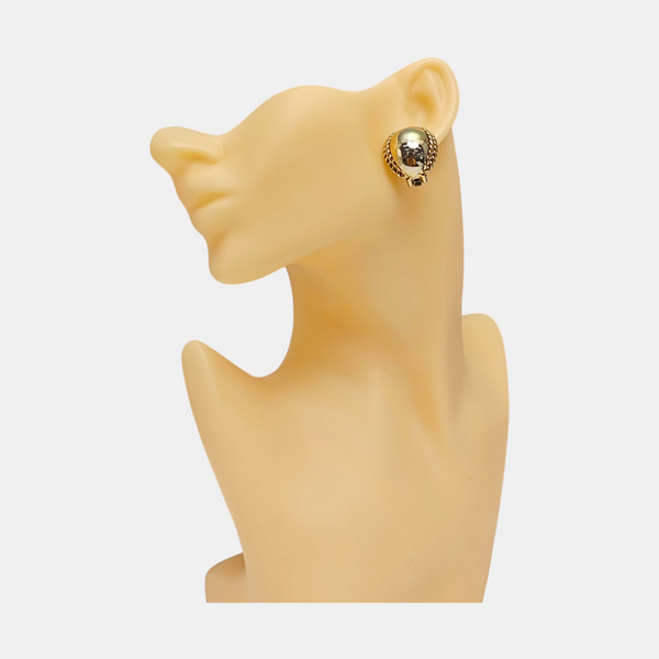 Twist Round Metal Gold Clip On Earrings