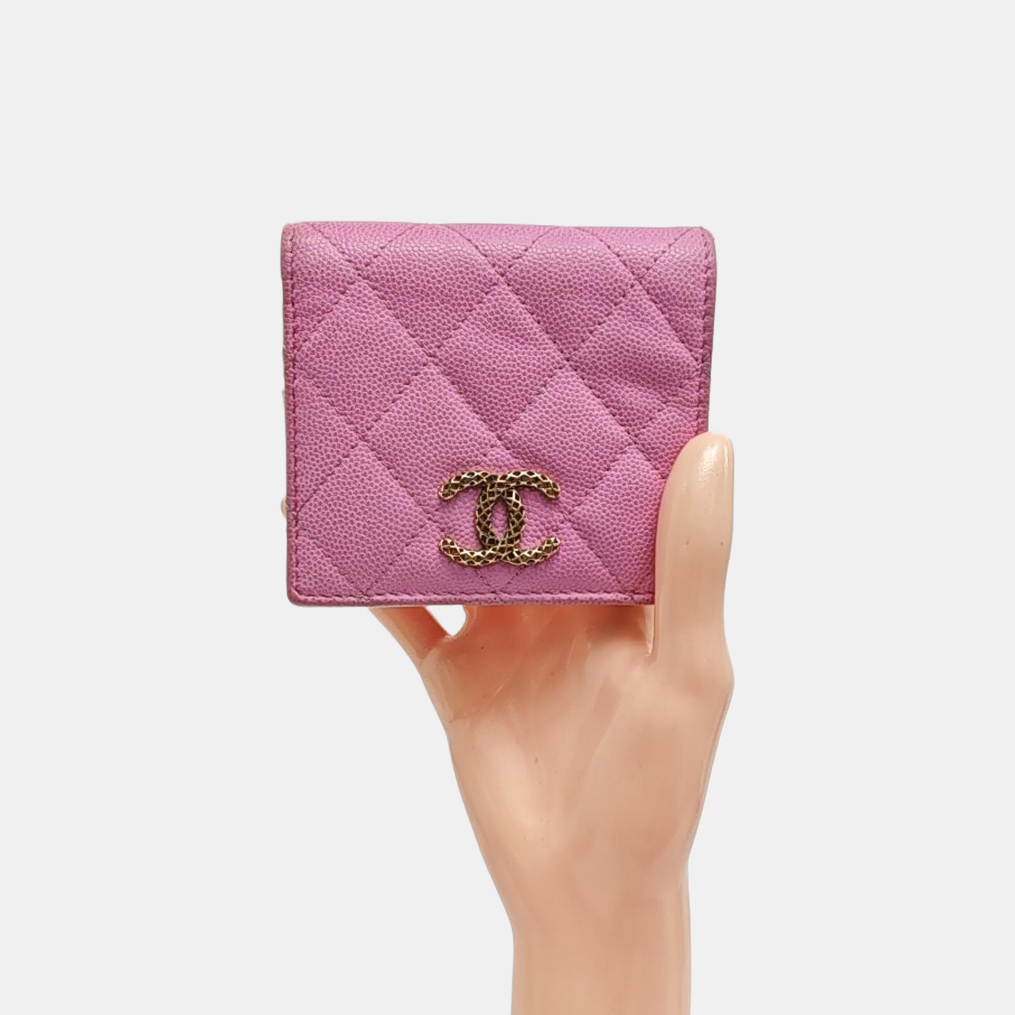Quilted Grained Calfskin Wallet Purple