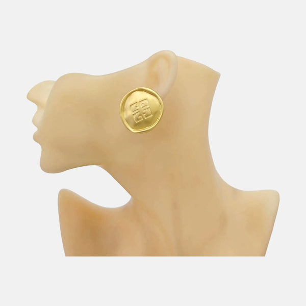 4G Logo Metal Gold Clip On Earrings