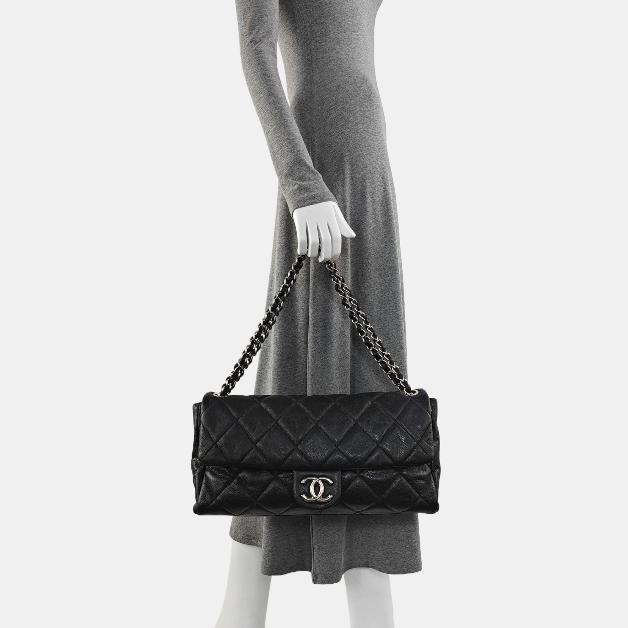 Quilted Grained Calfskin Black