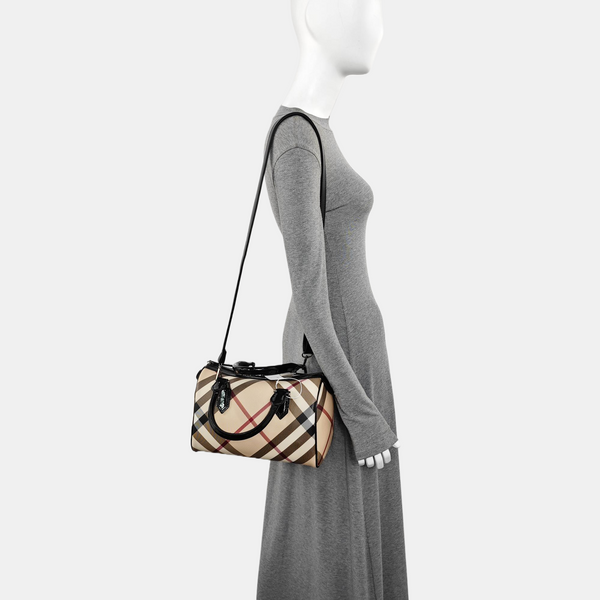 Coated Canvas Top Handle Bag Beige