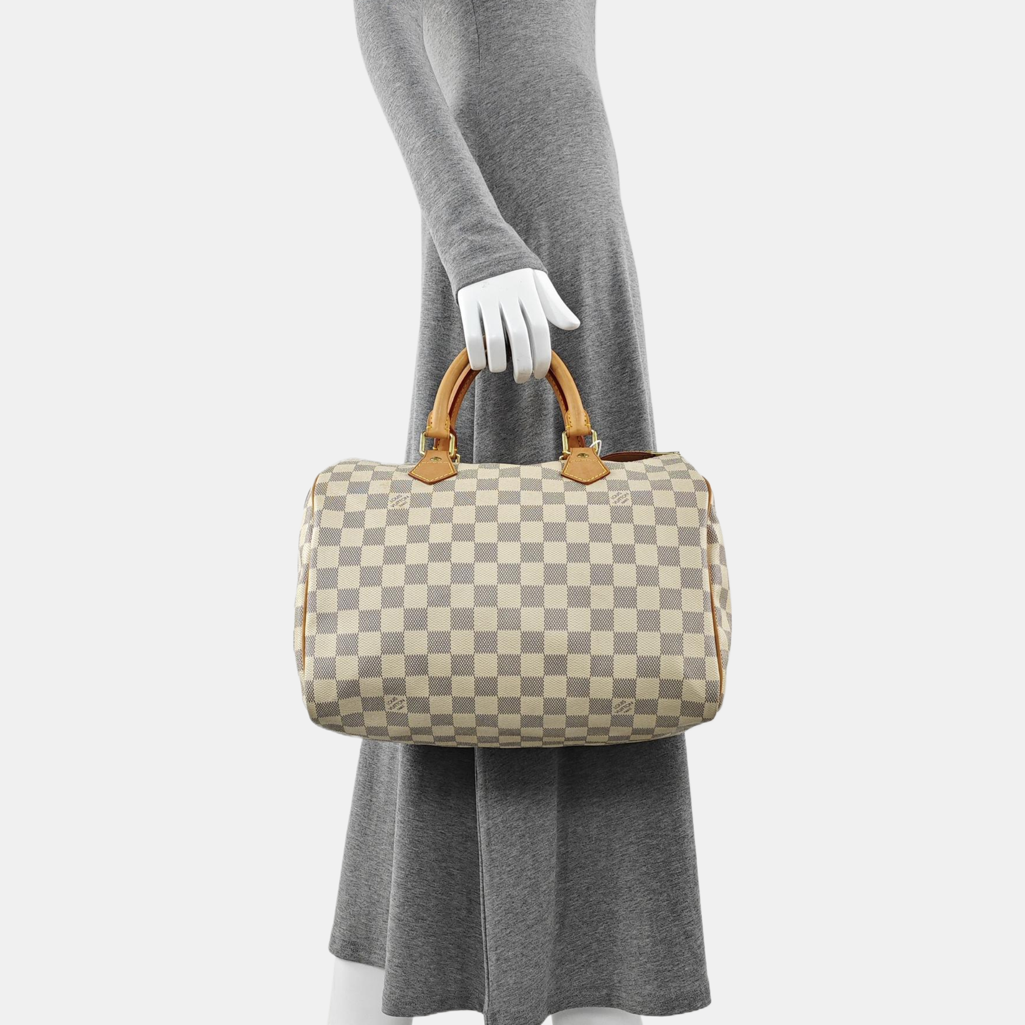 Authenticated pre-owned  SPEEDY 30 Damier Azur Coated Canvas White - Top Handle Bag at Looply