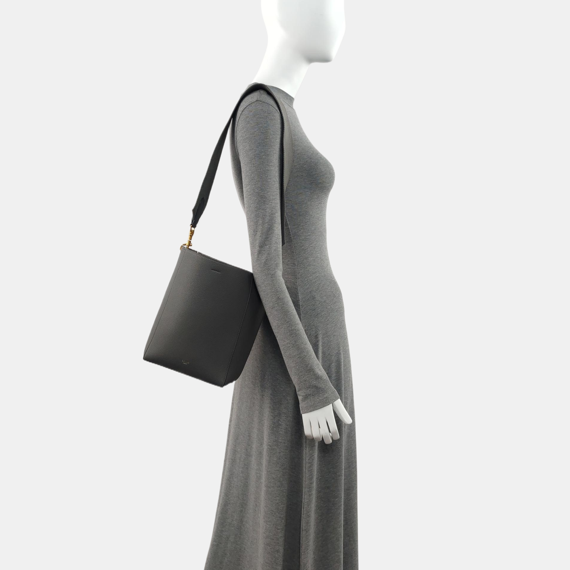 Authenticated pre-owned  SANGLE Small Calfskin Gray - Bucket Bag at Looply